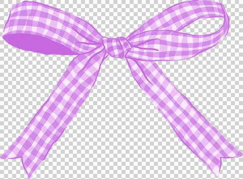 Retro Small Purple Gingham Bow Long Ribbon Illustration Illustrazione stock