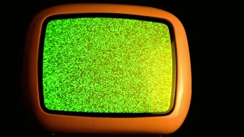 Retro small tv set with static noise turning off, classic broadcasting proble Stock-Footage 341801646