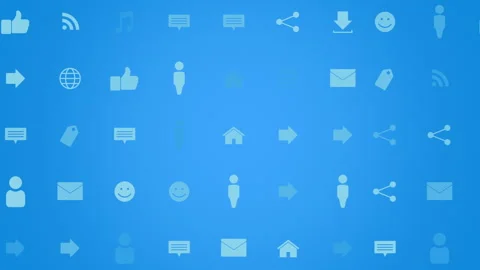 Retro social network icons pattern on blue gradient Stock Footage 249414749