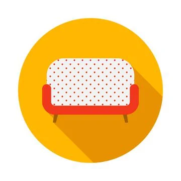 Retro sofa icon, flat style 库存插图