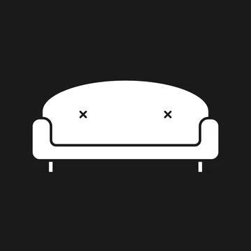 Retro Sofa icon isolated on black background. Couch for living room. Flat d.. Stockillustratie