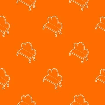 Retro sofa pattern vector orange 스톡 일러스트
