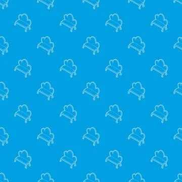 Retro sofa pattern vector seamless blue Stock Illustration
