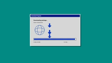 Retro software downloading progress bar animation Vídeo Stock 347390911