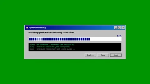 Retro software installation progress bar loading on green screen. 4K Stock Footage 344846804