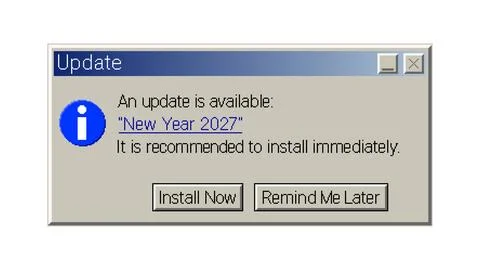 Retro Software Update Notification For New Year Illustration