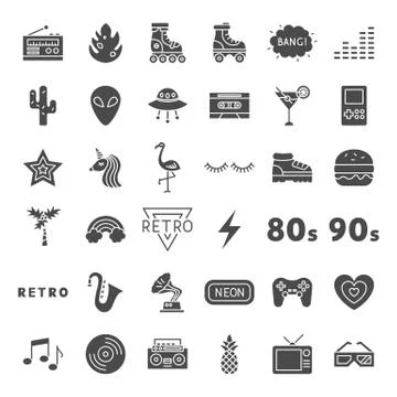 Retro Solid Web Icons Stock Illustration