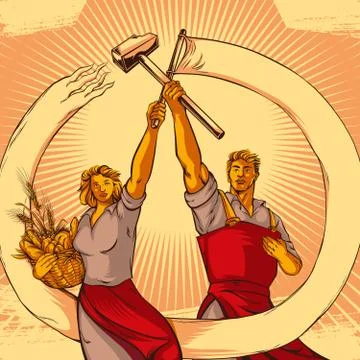 Retro Soviet Propaganda Poster Stock Illustration