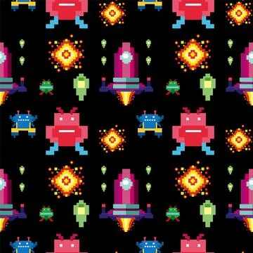 Retro Space Invaders Pattern Stock Illustration