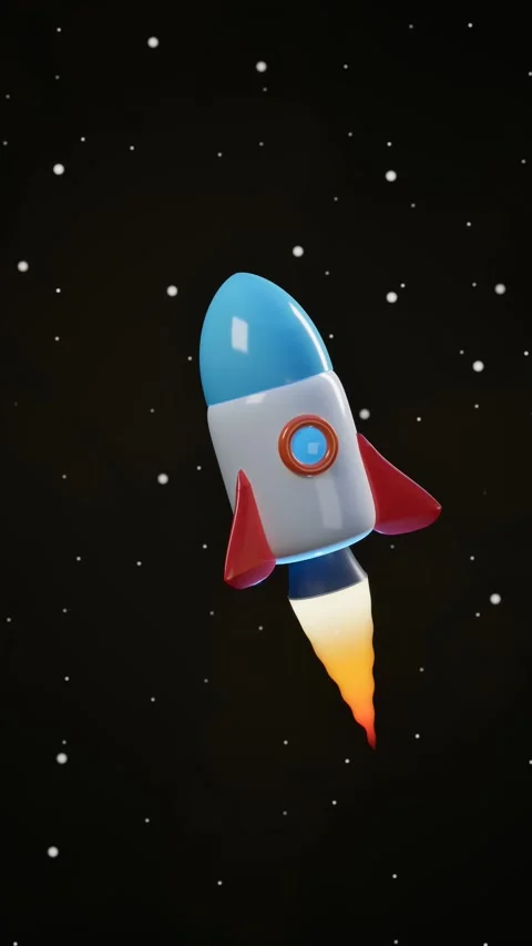 Retro space rocket flying through starry night sky. 3d rendering Stock Footage 340566848