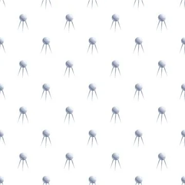 Retro space satellite motif repeating on a white background Stock Illustration