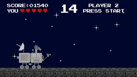 Retro Space Video Game Platform Level Stock Footage 79019590