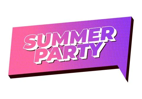 Retro speech bubble banner reading summer party in large 3d white letters o.. Stock Illustration