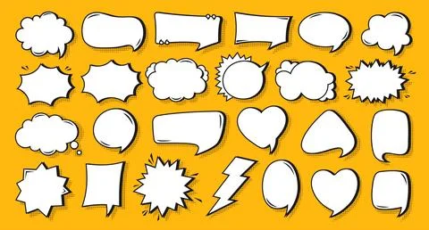 Retro speech bubble comic set Pop art empty chatting box dialog clouds comics Stock Illustration
