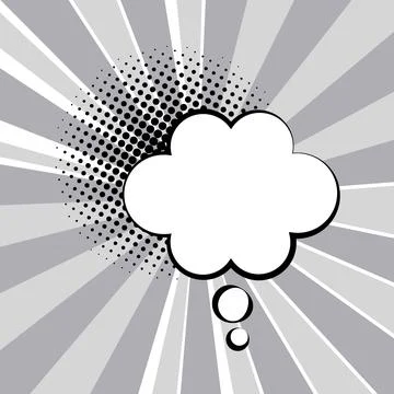 Retro speech bubble drawn pop art style in monochrome background Illustrazione stock