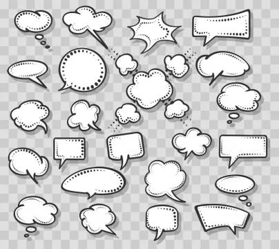 Retro speech bubbles set on transparent background Stock Illustration