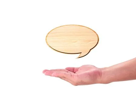 Retro speech bubbles from splat on hand Stock Photos