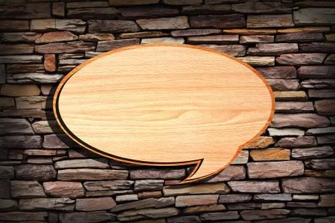 Retro speech bubbles from splat on old brick wall Stock Photos