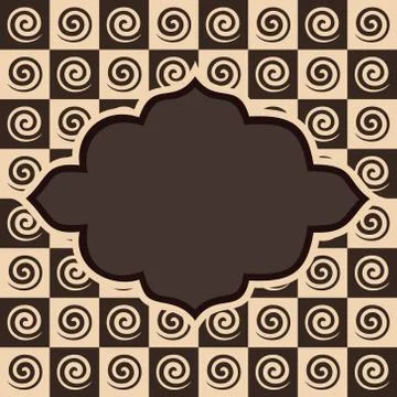 Retro spiral and square pattern background Stock Illustration