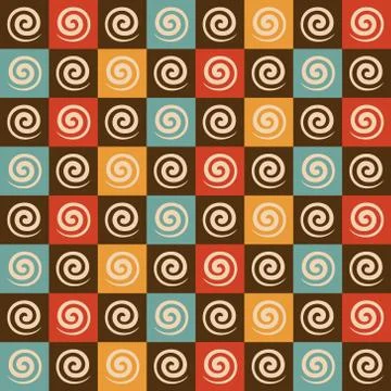 Retro spiral and square pattern background Stock Illustration