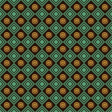Retro spiral and square pattern background Stock Illustration