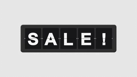 Retro split-flap board revealing SALE with alpha in 4K Stock Footage 331416108