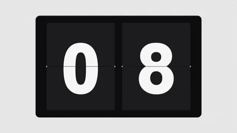 Retro Split-Flap Countdown Flipping 10 to 00, Transparent Background, 4K Stock Footage 331573386