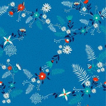 Retro spring flower pattern background art 스톡 일러스트