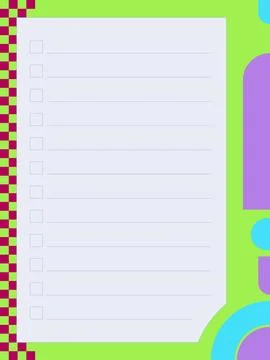 Retro square checkbox to do list colorful planner page template Stock Illustration