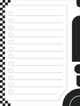 Retro square checkbox to do list black and white planner page template Stock Illustration