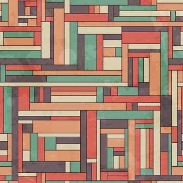 Retro square seamless pattern with grunge effect Stock Illustration