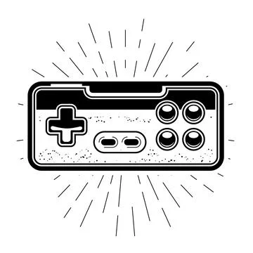 Retro square two-hand game controller, old console gamepad, vector Stock Illustration