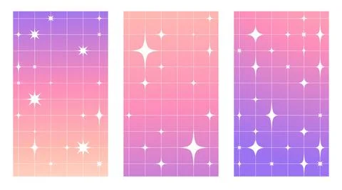 Retro star pattern set - bright y2k backgrounds 스톡 일러스트