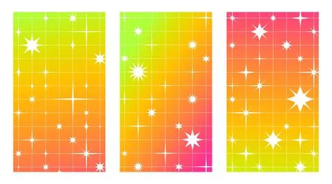 Retro star pattern set - bright y2k backgrounds Illustrazione stock