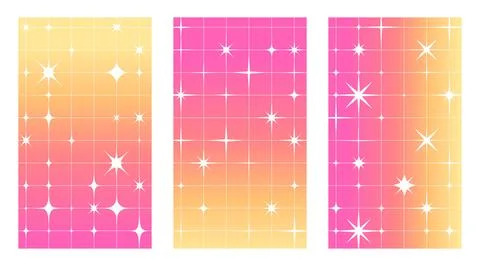 Retro star pattern set - bright y2k backgrounds 스톡 일러스트
