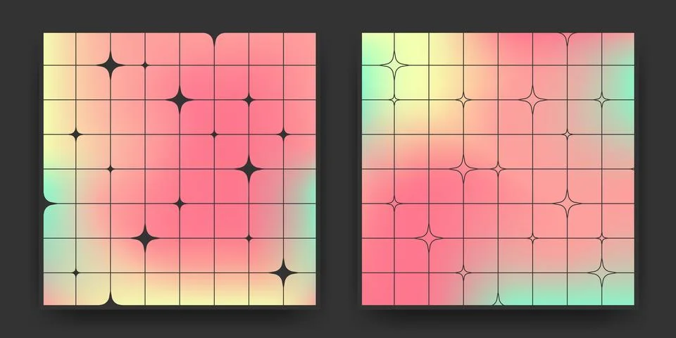 Retro star pattern set - bright y2k backgrounds 스톡 일러스트