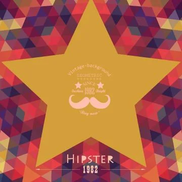 Retro star vector backdrop. mosaic hipster background made of triangles. retr Stock Illustration