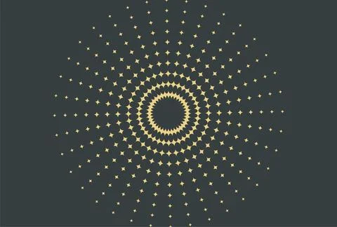 Retro Starburst Halftone Radial Pattern With Pale Yellow Dots on Dark Teal .. Stock Illustration