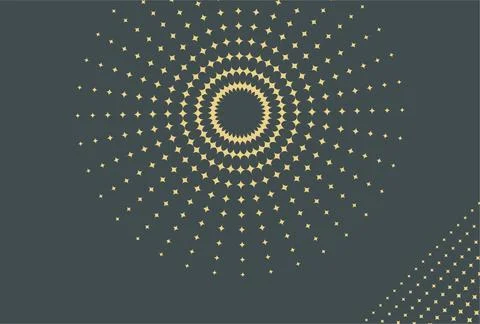 Retro Starburst Halftone Radial Pattern With Pale Yellow Dots on Dark Teal .. Stock Illustration