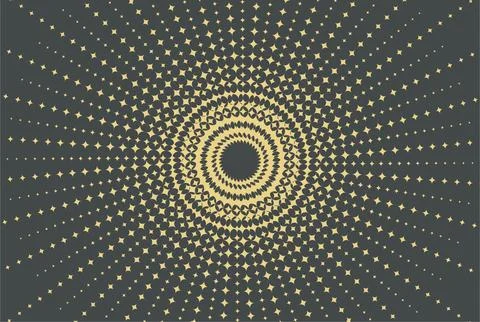 Retro Starburst Halftone Radial Pattern With Pale Yellow Dots on Dark Teal .. Illustrazione stock
