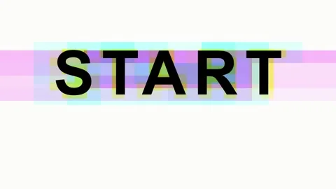 Retro Start Button with Glitch Effect and VHS Tape Distortion for Technolog.. Video stock 343417719