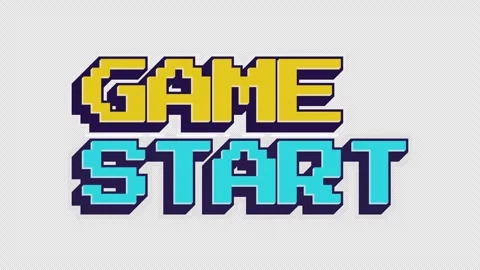 Retro Start game loop on alpha channel transparent background Stock Footage 343673222