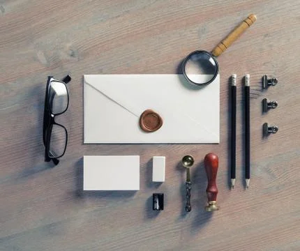 Retro stationery set Stock Photos