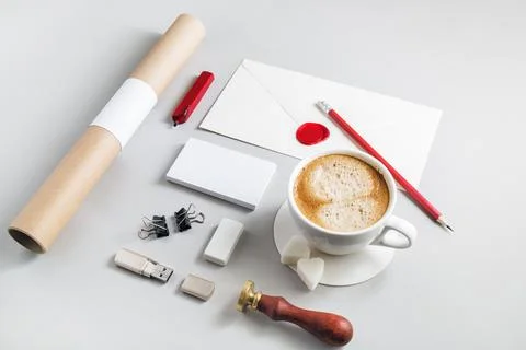 Retro stationery set Stock Photos