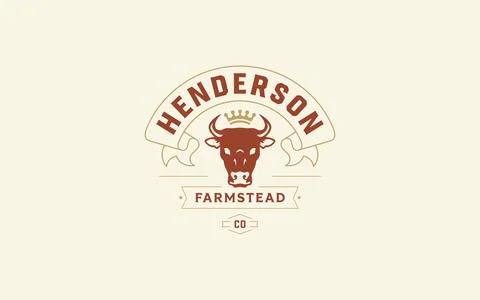 Retro steer head crown logo vector delivers premium identity solutions for lu イラスト素材