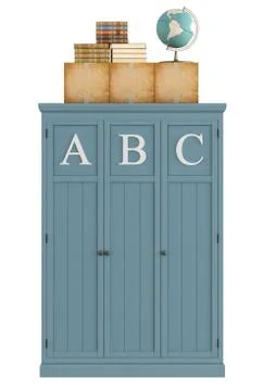 Retro storage cabinet for school classroom Stock Illustration