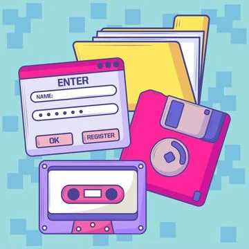 Retro storage tech Stock Illustration