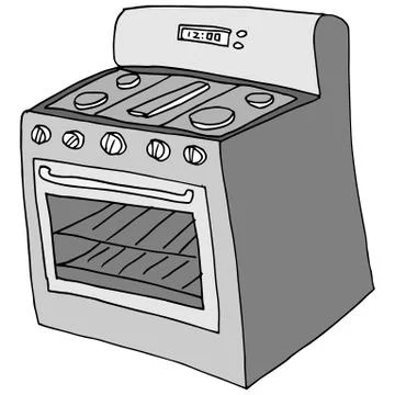 Retro stove drawing Stock Illustration