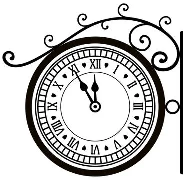 Retro street clock Stock Illustration