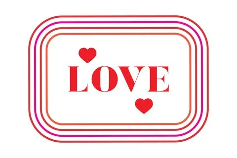 Retro Striped Border with LOVE Text and Hearts Stock Illustration
